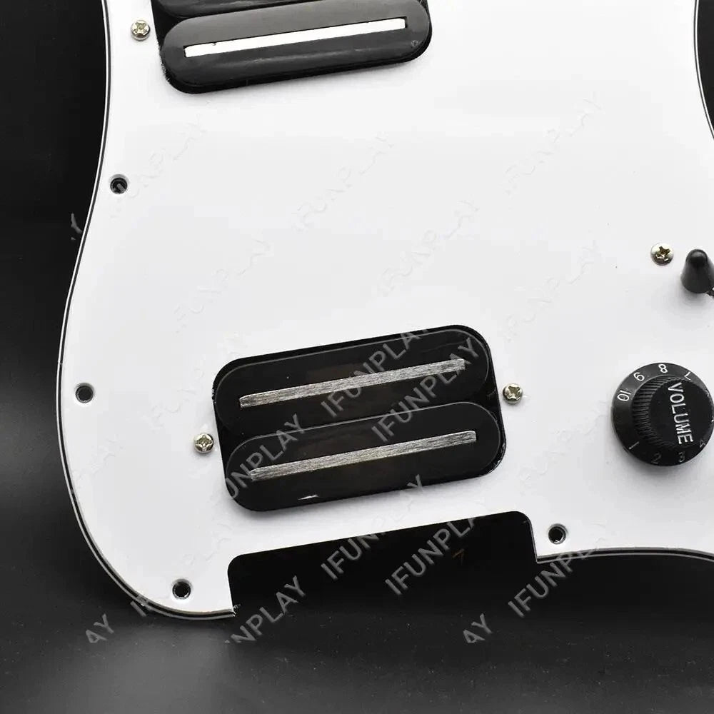 HH White Guitar Prewired Loaded Pickguard, Dual Rail Humbucker Pickups Fit Strat