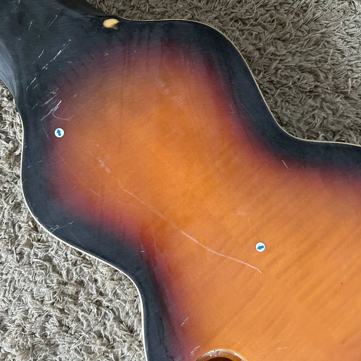 Hawaiian Slide Electric Guitar DIY Project, Tiger Maple Sunset Finish
