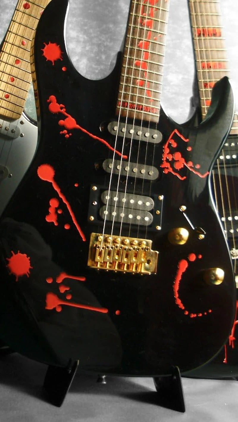 Splattered Red Guitar and Bass Body Inlay Stickers Decal