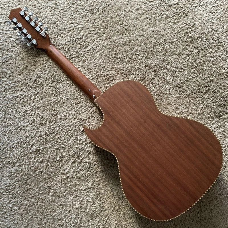 Natural Finish 10 String Acoustic Electric Guitar, Solid Spruce Top, Rosewood