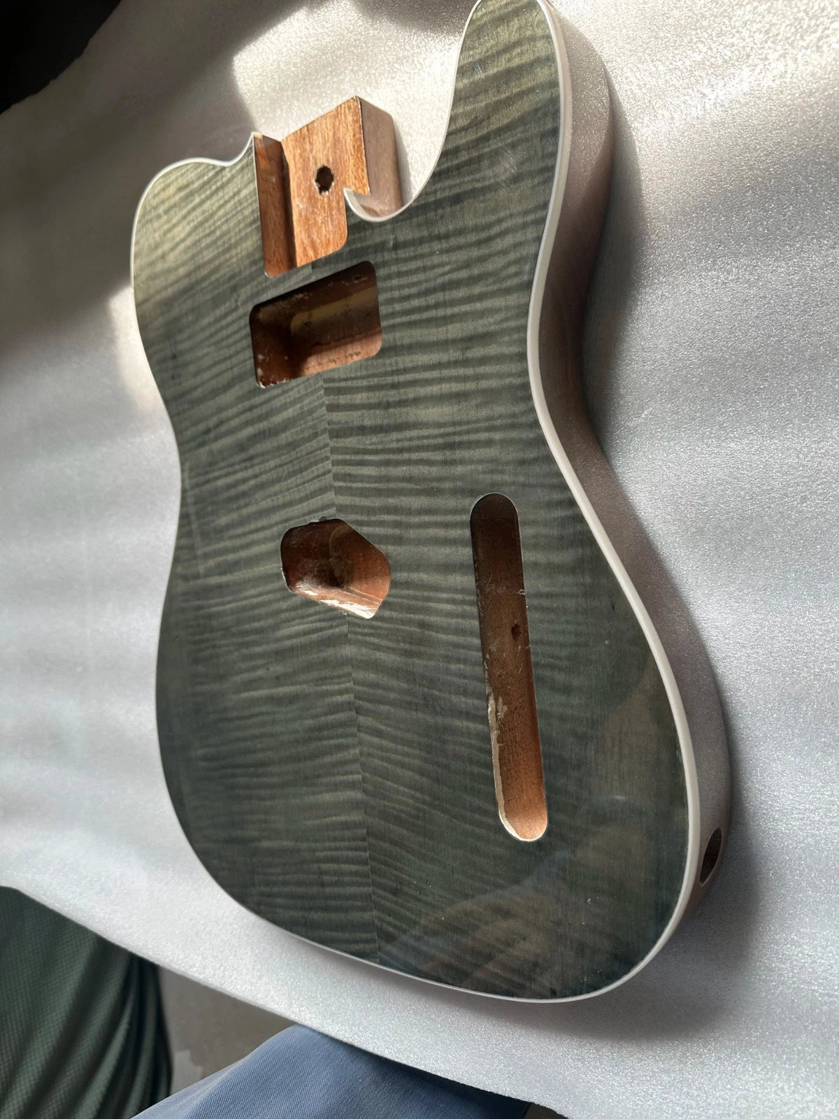 Vintage Mahogany Guitar Body, Flame Maple Veneer Fit TL Tele