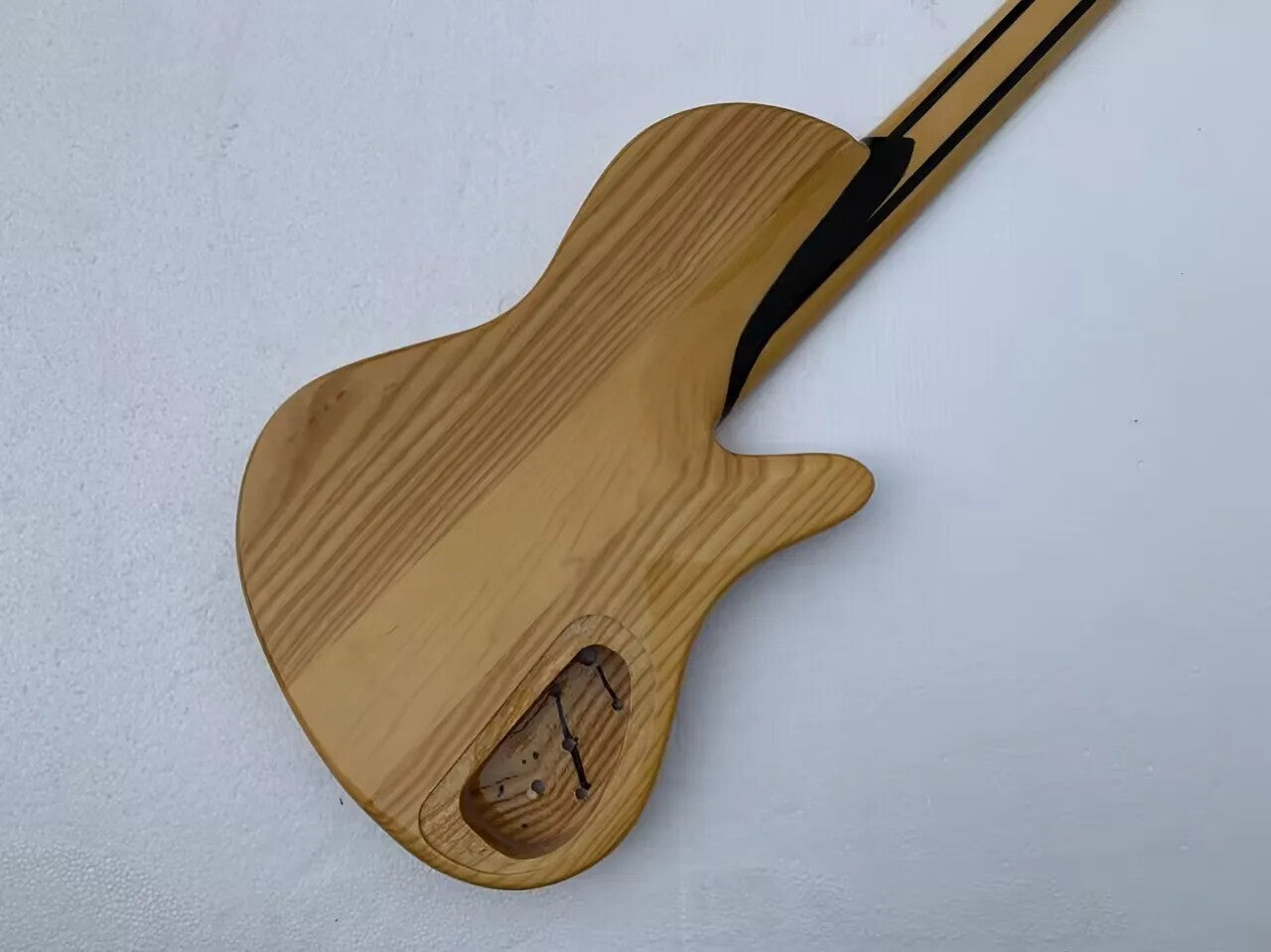 Left Handed 5 String Ash Wood Bass Body with Neck Through, Rosewood Fretboard