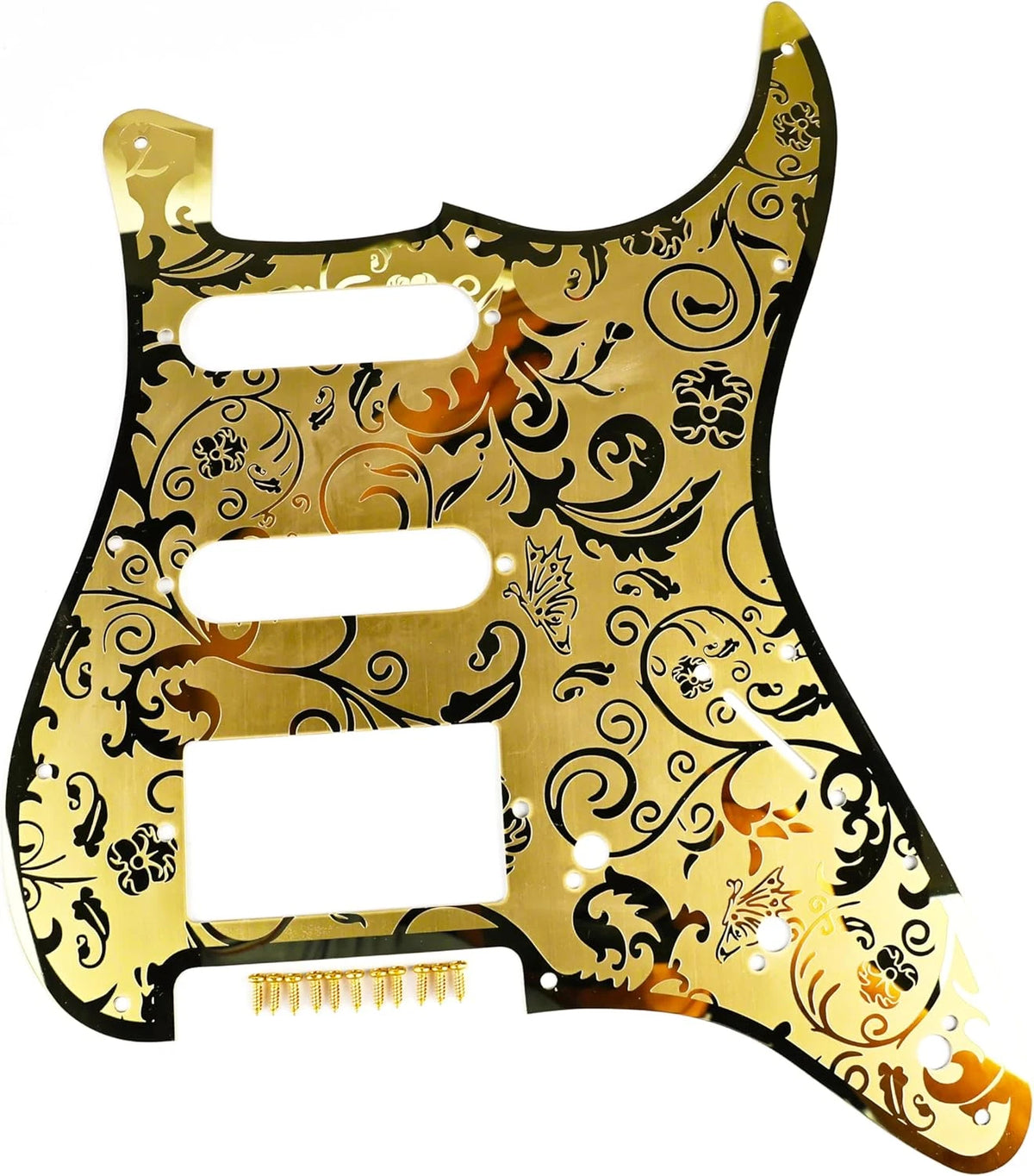 Gold SSH Guitar Engraved Top Steel Pickguard Scratch Plate Fit Stratocaster Stra