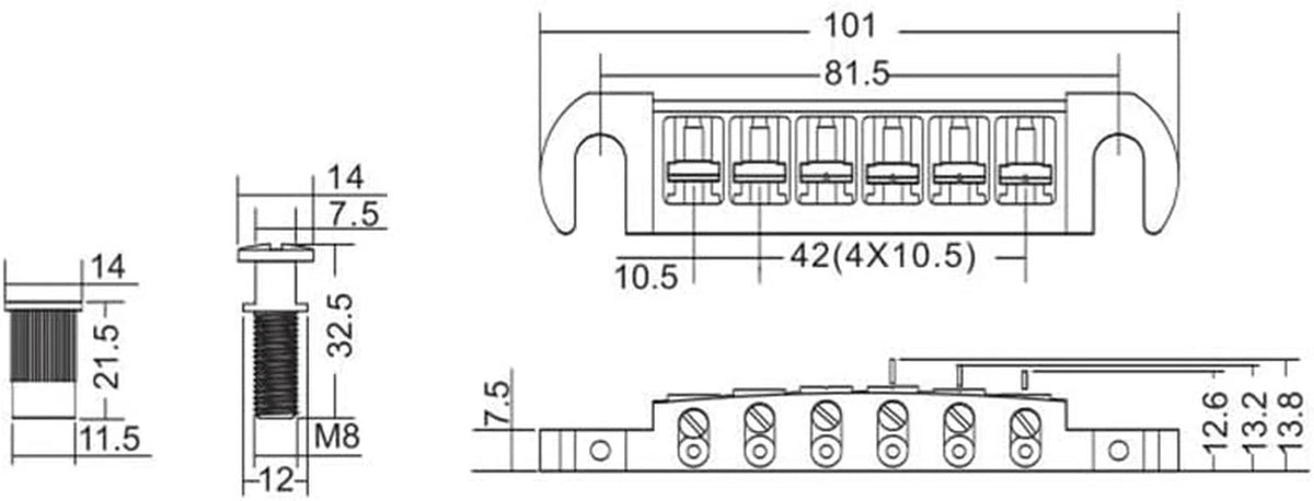 Black Wraparound Guitar Brass Saddles Tailpiece Bridge Fit Les Paul LP SG ES