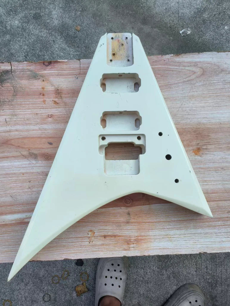 White HH V Shaped Guitar Body DIY Project Fit Flying V