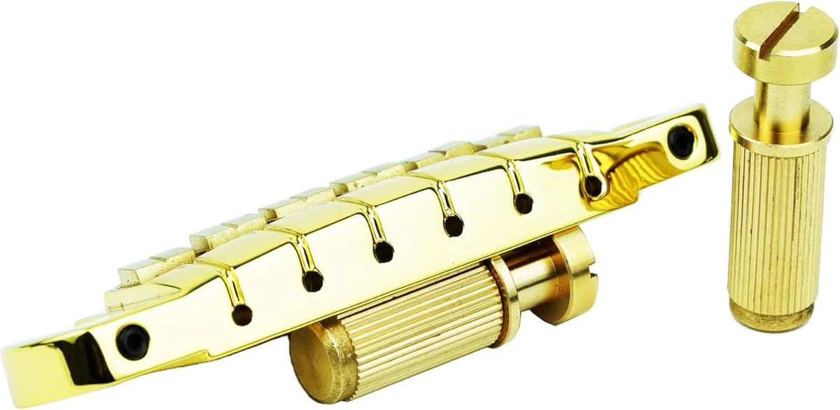Gold Adjustable Wraparound Bridge Tailpiece with Brass Saddles Fit PRS