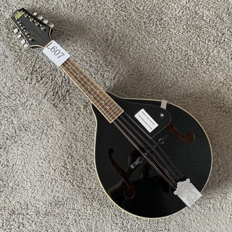 Black 8 String Mandolin, Maple Body, Mahogany Neck, Rosewood Fingerboard