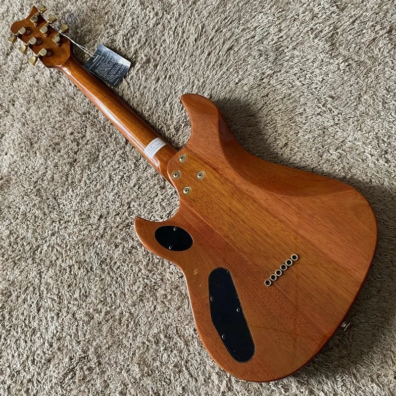 Sakura Burl Wood Top Electric Guitar, Mahogany Body, Rosewood Fingerboard