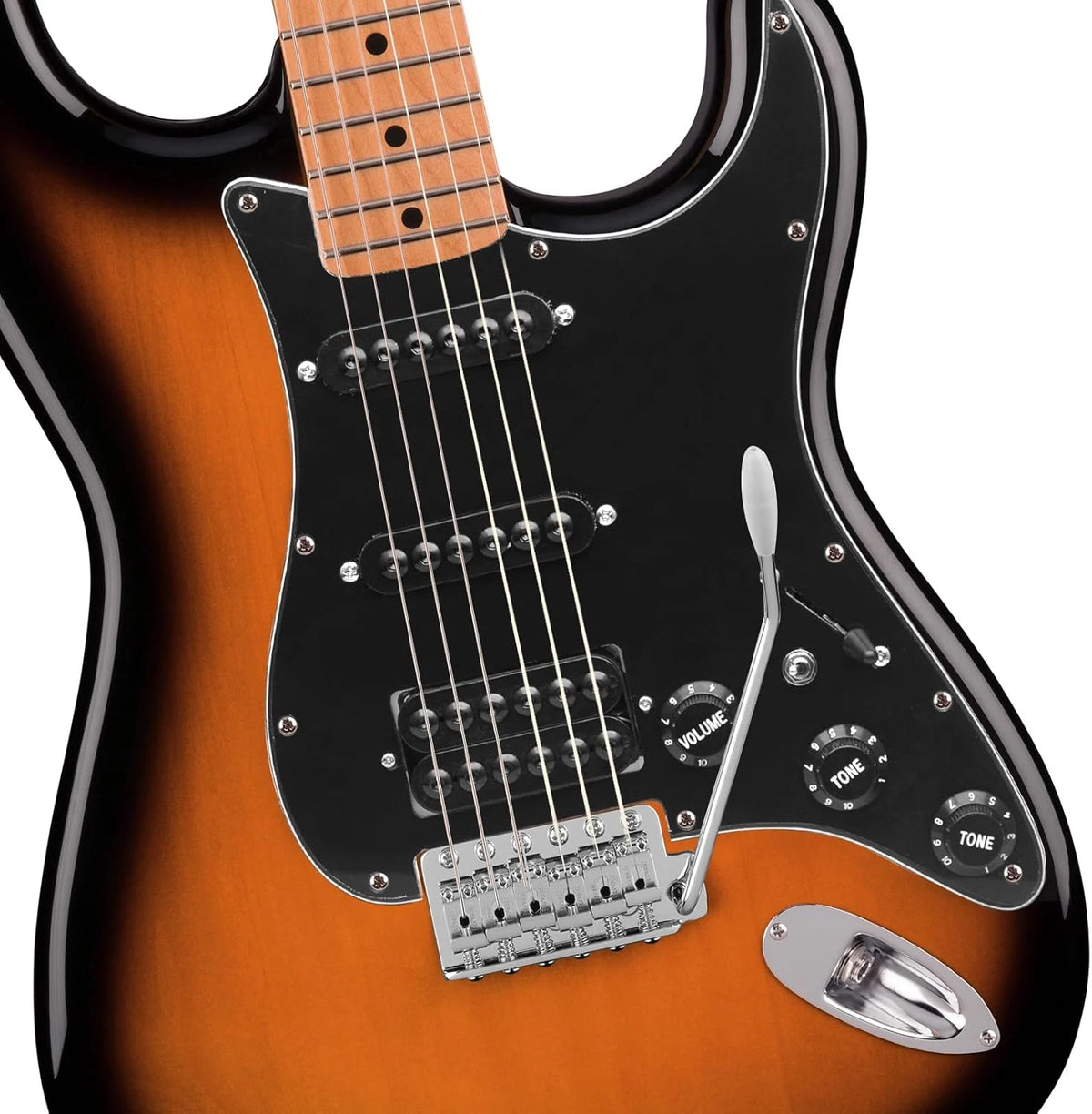 Black HSS Guitar Loaded Prewired Pickguard with Large Pole Pickups Fit Strat ST