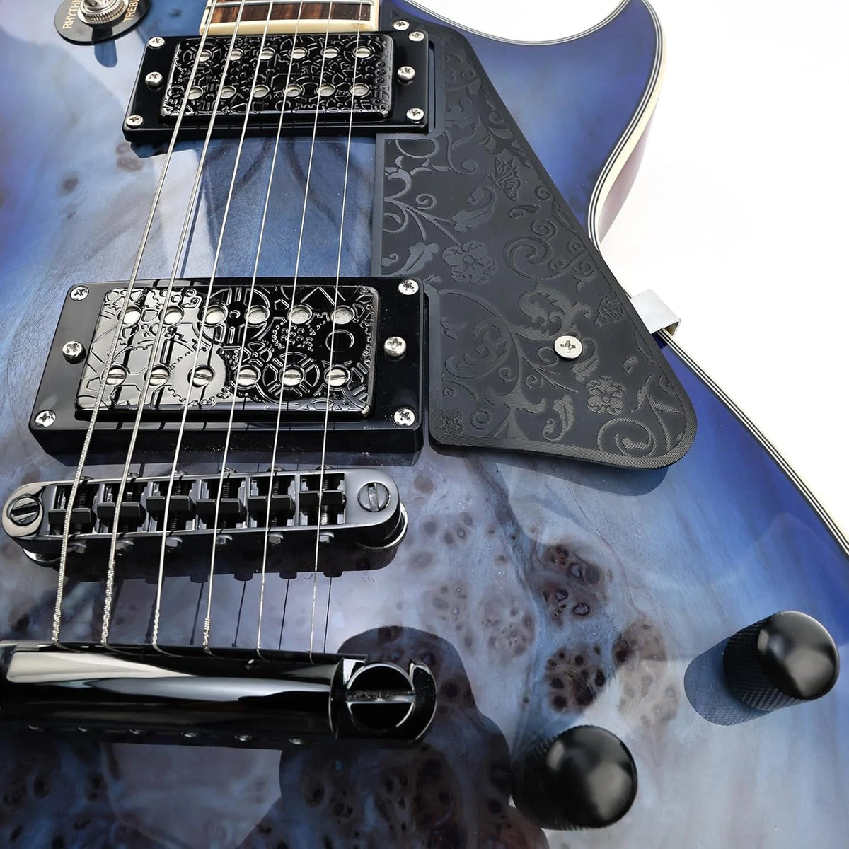 Black Engraved Aluminum Guitar Pickguard Scratch Plate Fit LP