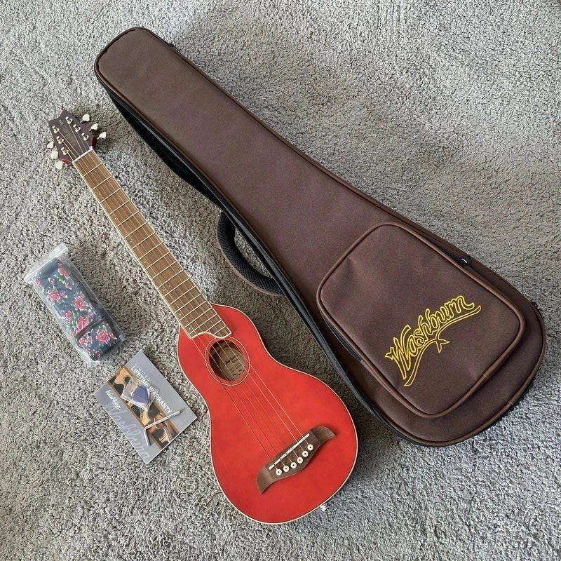 Washburn Rover RO10SK 34 Inch Travel Guitar in Red, Spruce Top, Rosewood
