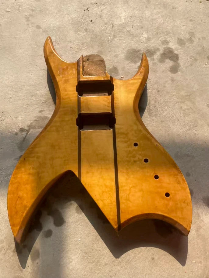 Vintage Mahogany Wood Guitar HH Body with Tiger Maple Fit BICH DIY Project