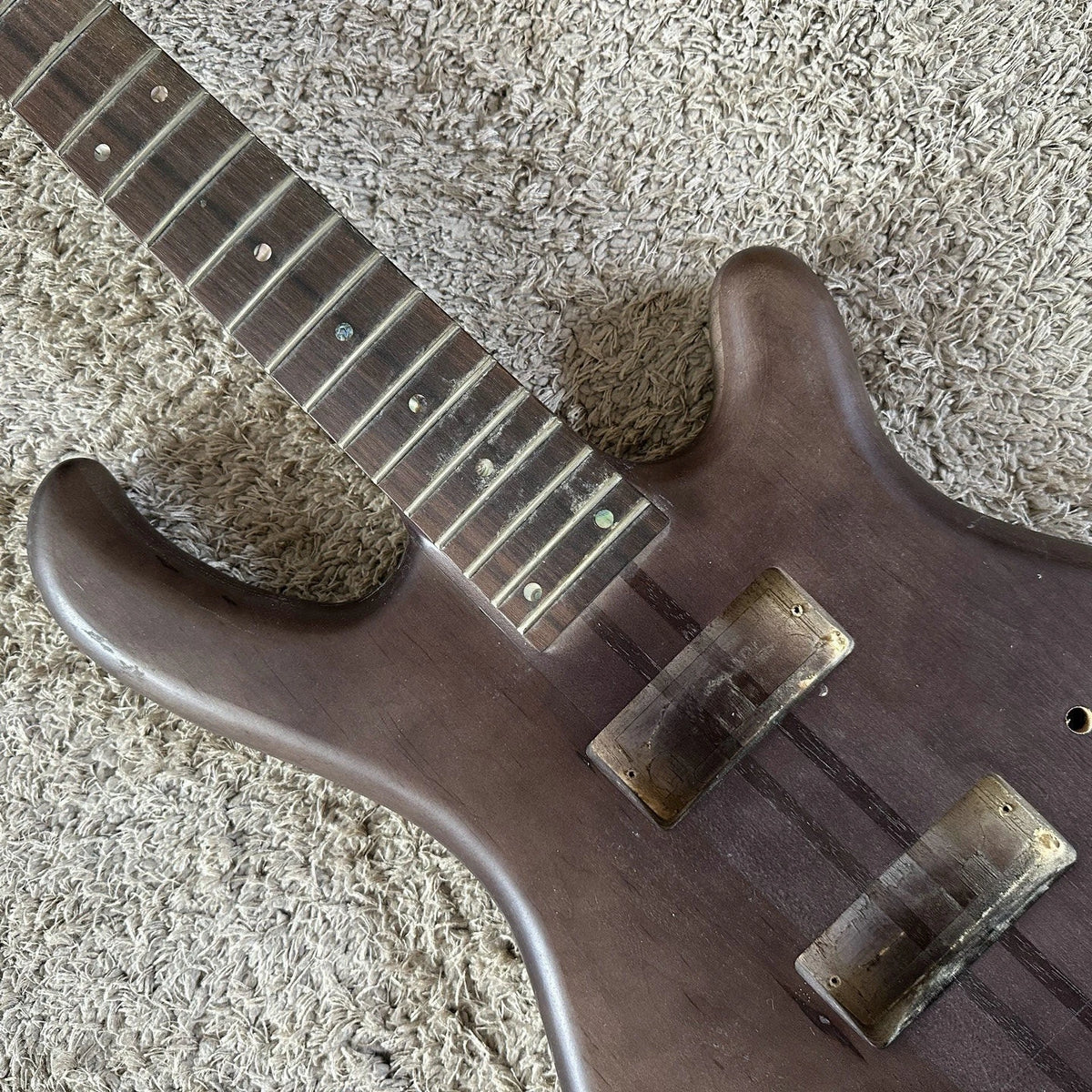 4-String Bass Guitar Neck, Alder Swamp Wood, 24-Fret Semi-Finished, Neck Through