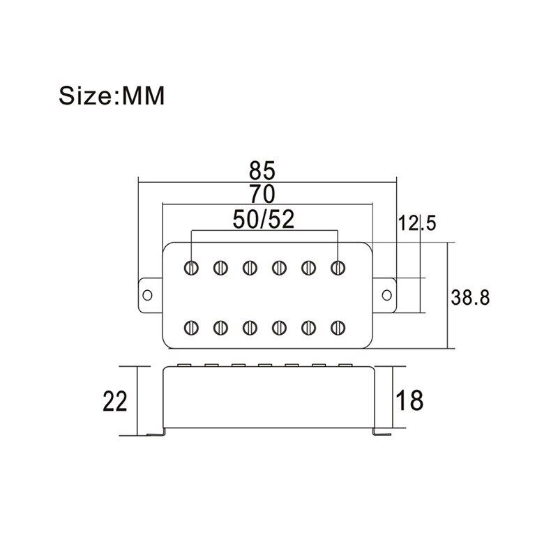 Double Coil 12 Hole Humbucker Pickup for LP Electric Guitar Black