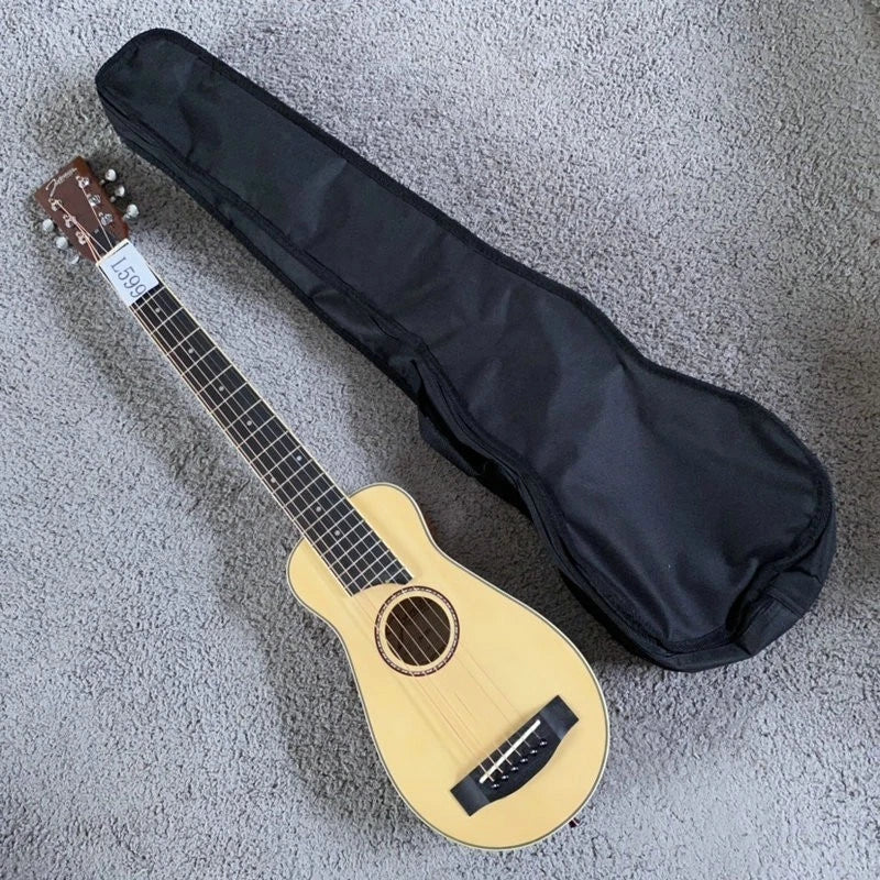 34 Inch Travel Acoustic Guitar, Spruce Top Body, Rosewood Fingerboard Neck