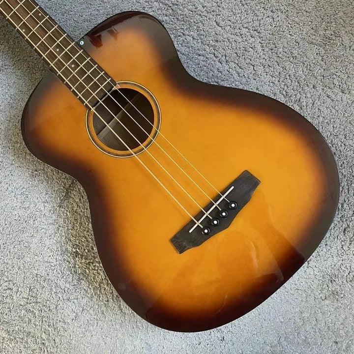 Sunburst 4-String Acoustic Bass Guitar. Mahogany Neck, 20 Frets