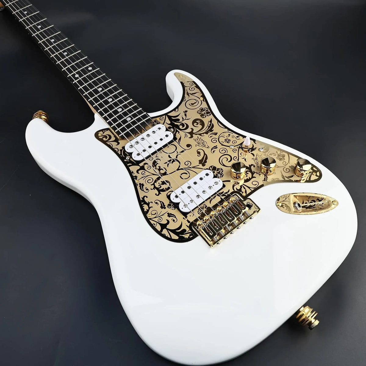 Gold HH Guitar Metal Engraved Pickguard Scratch Plate Fit Strat ST