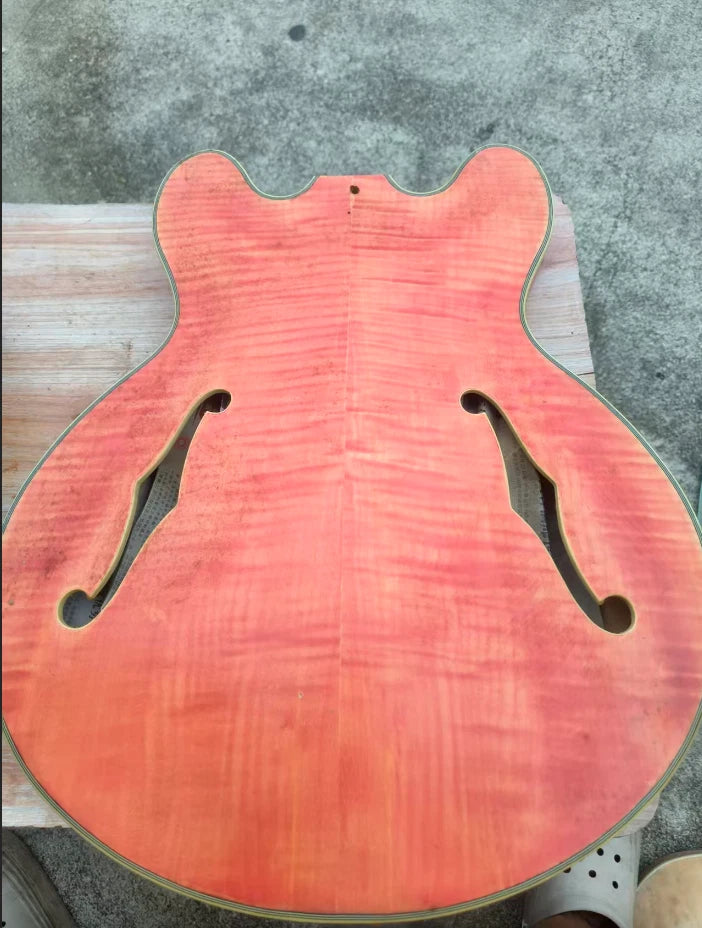 Red Tiger Maple Top Semi Hollow Jazz Guitar Body