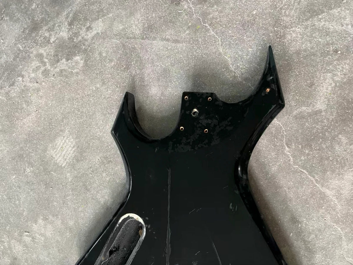 Red and Black Guitar Single Humbucker Body, String Through Bridge Fit Warlock