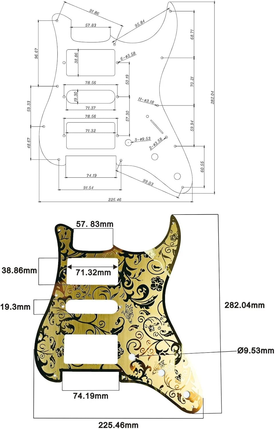 HSH Metal Guitar Pickguard Engraved Steel Scratch Plate Fit Stratocaster Strat