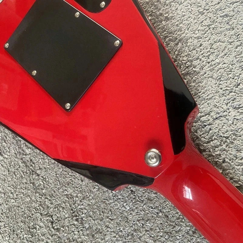 Red Electric Guitar, Floyd Rose Tremolo, Rosewood Fingerboard, V Shaped Body