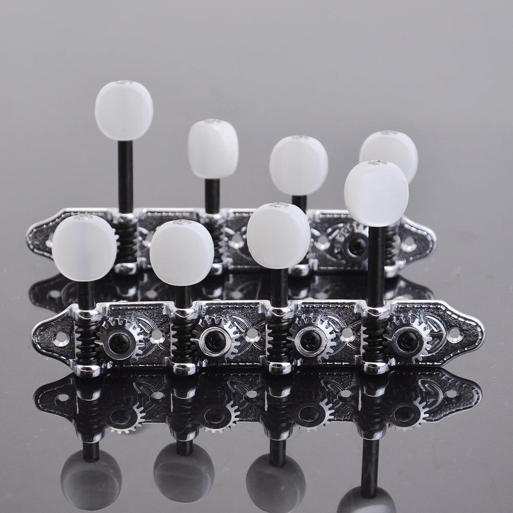 Silver 4R4L 8 String Mandolin Machine Heads Tuning Pegs Keys