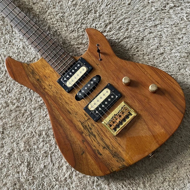 Sakura Burl Wood Top Electric Guitar, Mahogany Body, Rosewood Fingerboard