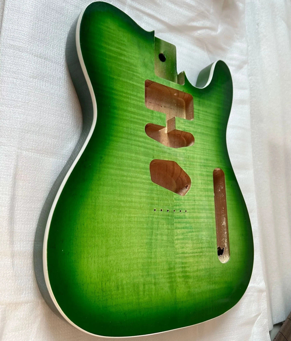 Green Burst Flame Maple Guitar Mahogany Wood Body Fit TL DIY Project
