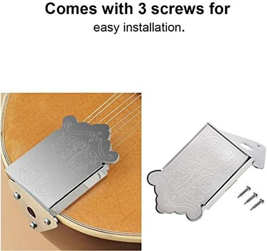 Chrome Finished 8 String Mandolin Tailpiece Fit Rogue,Kentucky<wbr/>,Ibanez,Epipho<wbr/>ne
