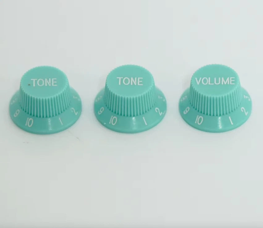 3x Light Blue Guitar Control Knobs Volume and Tone Set of 3pcs Fit ST