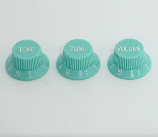 3x Light Blue Guitar Control Knobs Volume and Tone Set of 3pcs Fit ST