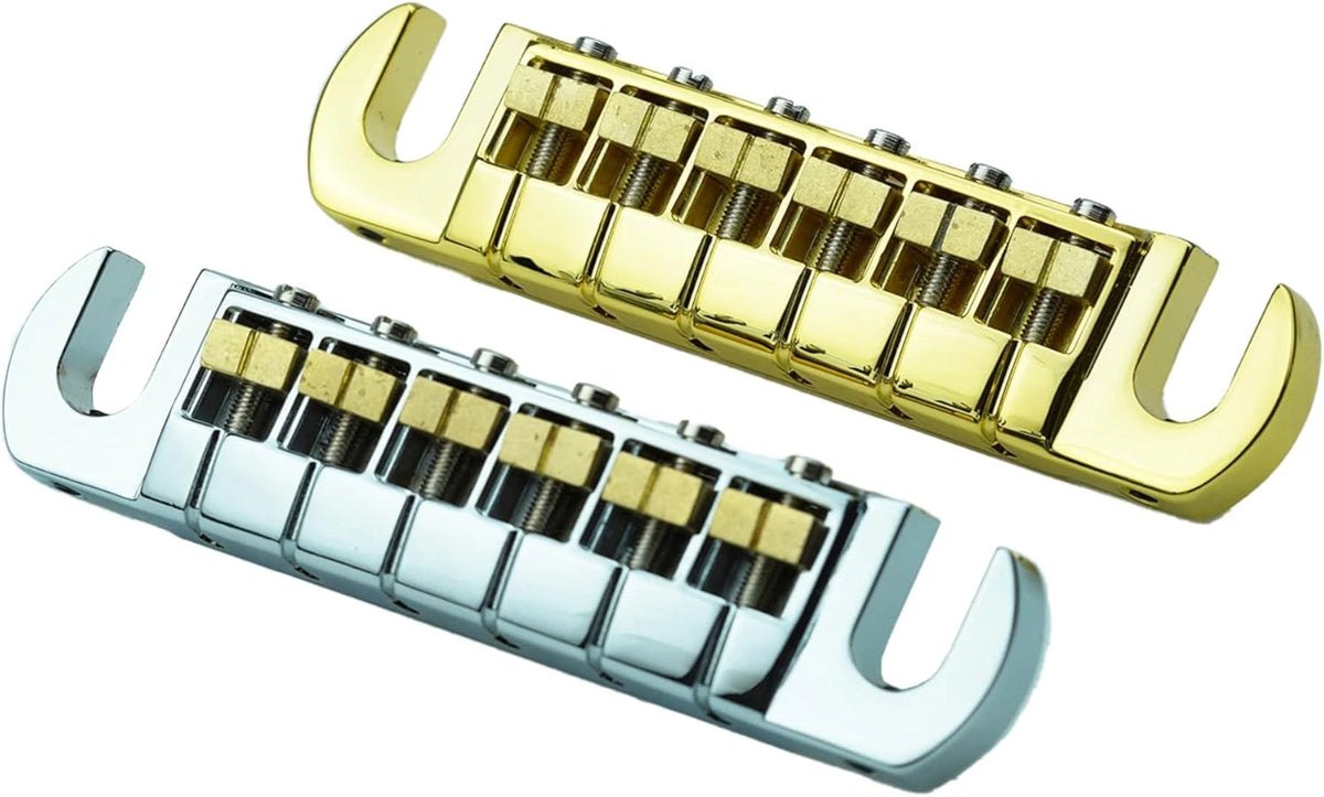 Gold Adjustable Wraparound Bridge Tailpiece with Brass Saddles Fit PRS