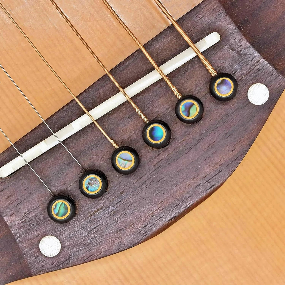 Ebony and Abalone Guitar Bridge Pins Fit Ibanez,Takamin<wbr/>e,Martin,Cort,<wbr/>Alvarez,Eko