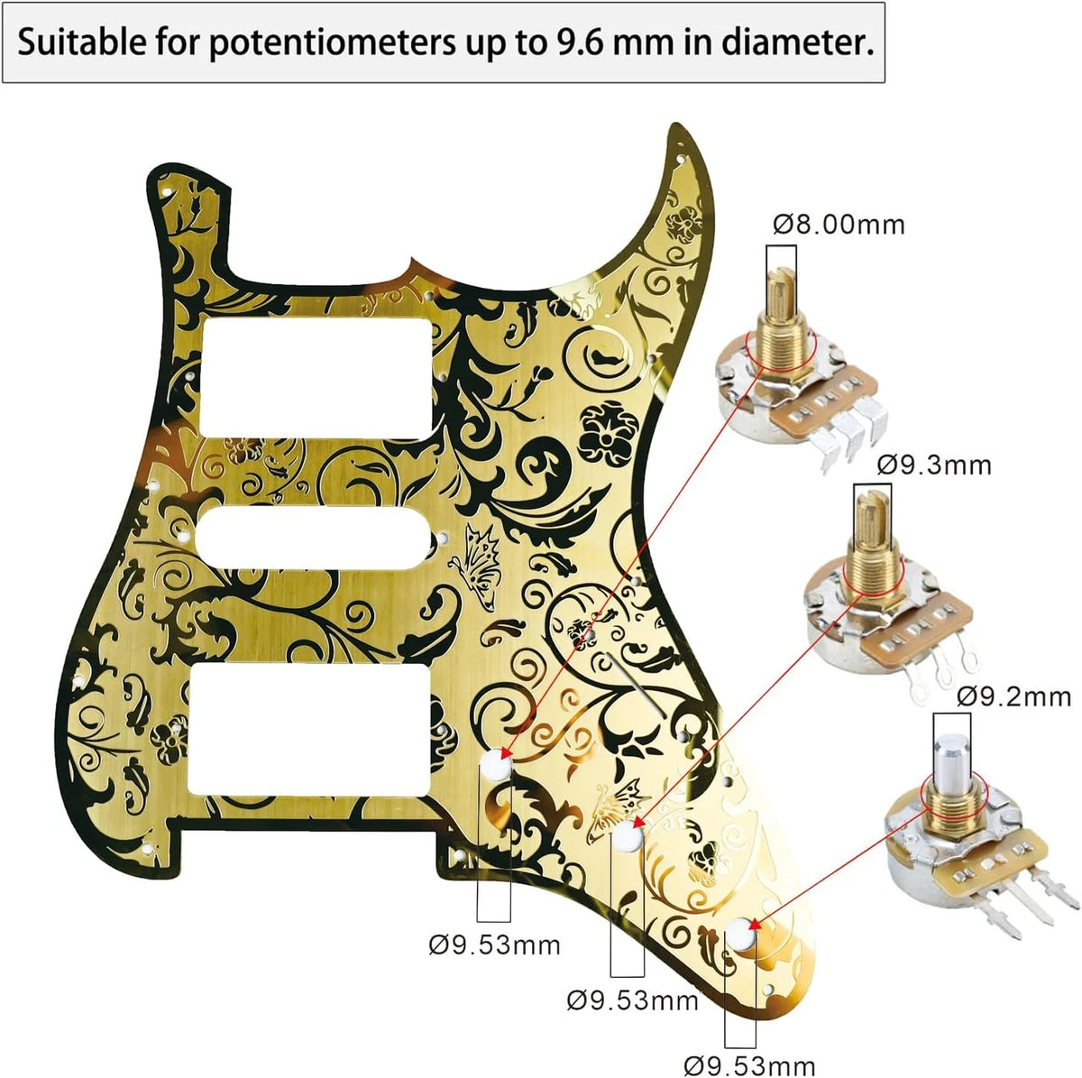 HSH Metal Guitar Pickguard Engraved Steel Scratch Plate Fit Stratocaster Strat