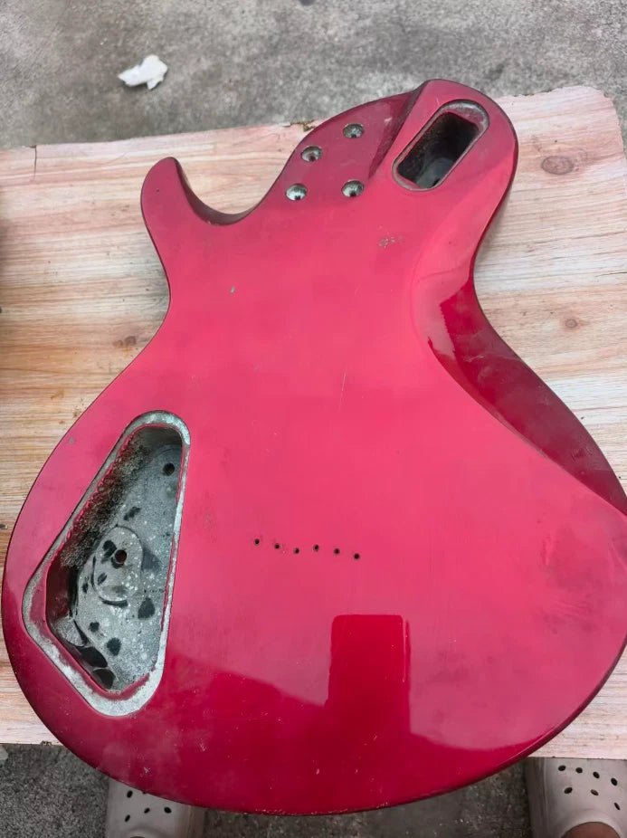 Glossy Red Single Cut Guitar Body with String Through Bridge