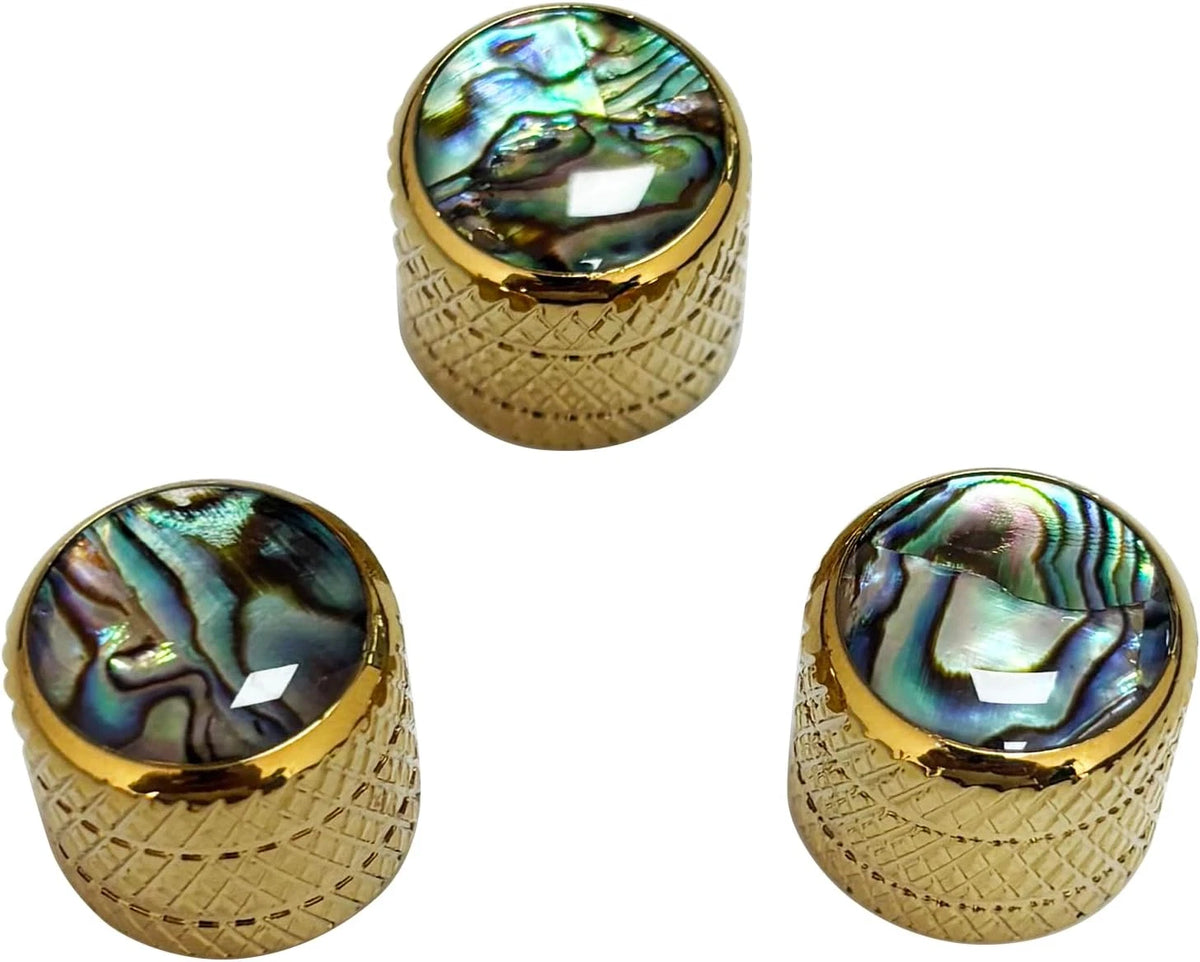 3pcs Gold Guitar Bass Control Knobs with Abalone Top Fit Schecter,Dean,<wbr/>Kiesel