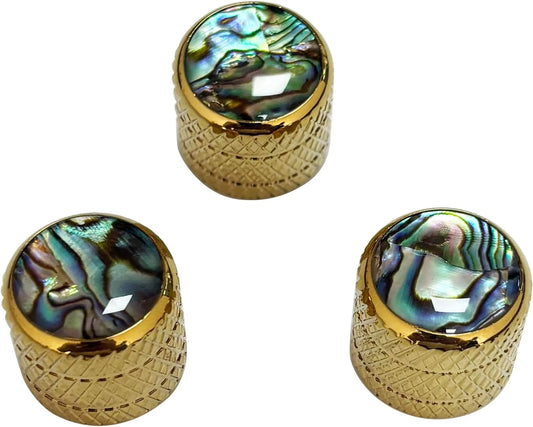 3pcs Gold Guitar Bass Control Knobs with Abalone Top Fit Schecter,Dean,<wbr/>Kiesel