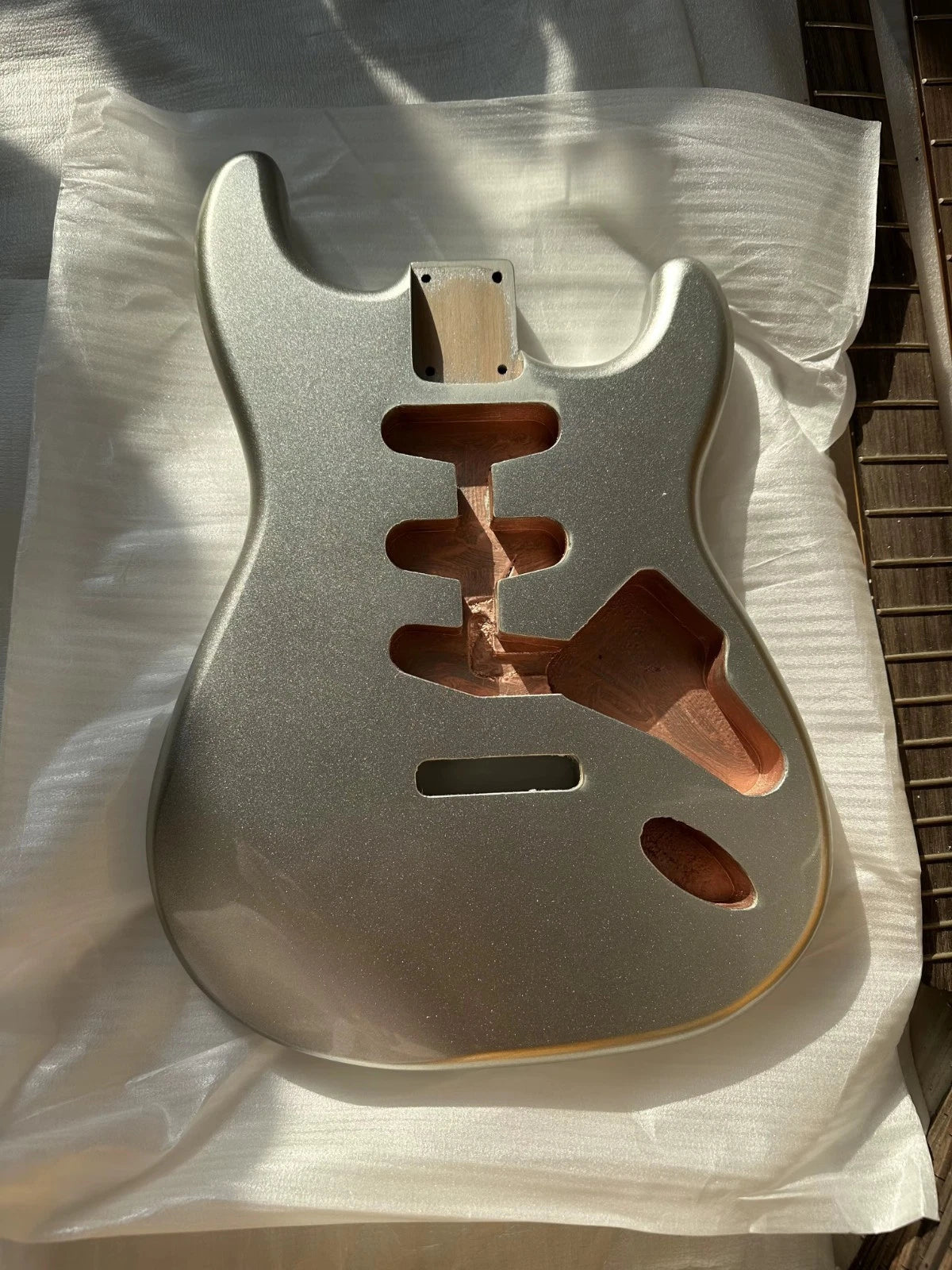 Metallic Silver Alder Wood Guitar Body Fit ST