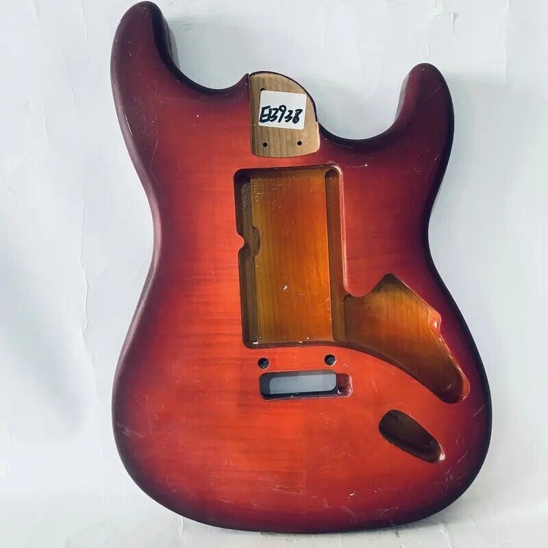 Red Burst Tiger Maple Top Guitar Ash Wood Body Fit Strat Stratocaster