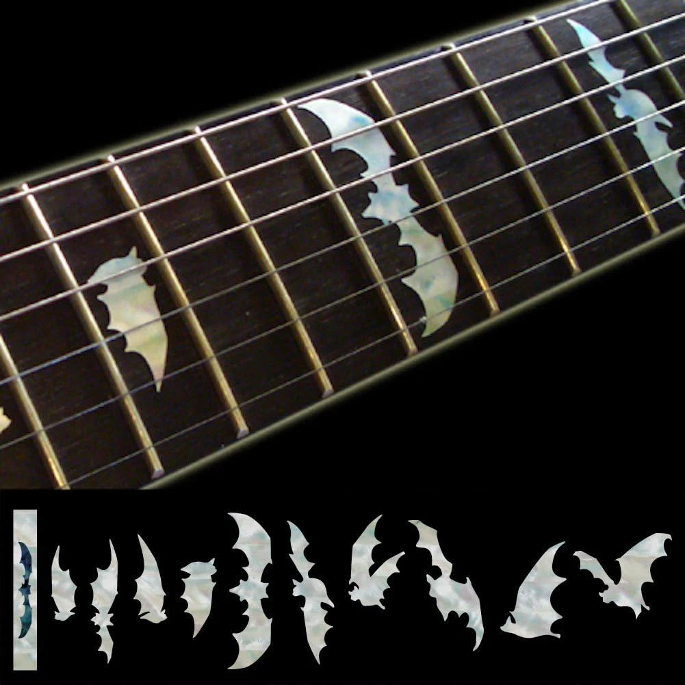 White Pearl Guitar Fingerboard Bats Fret Inlay Stickers Markers