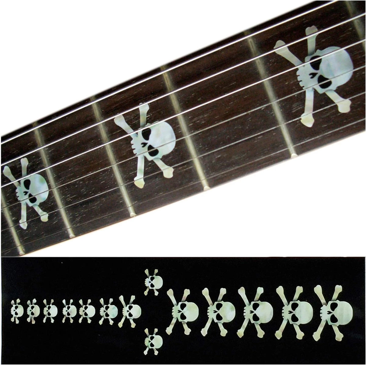 White Pearl Skull Heads Guitar Fret Fretboard Inlay Stickers Markers