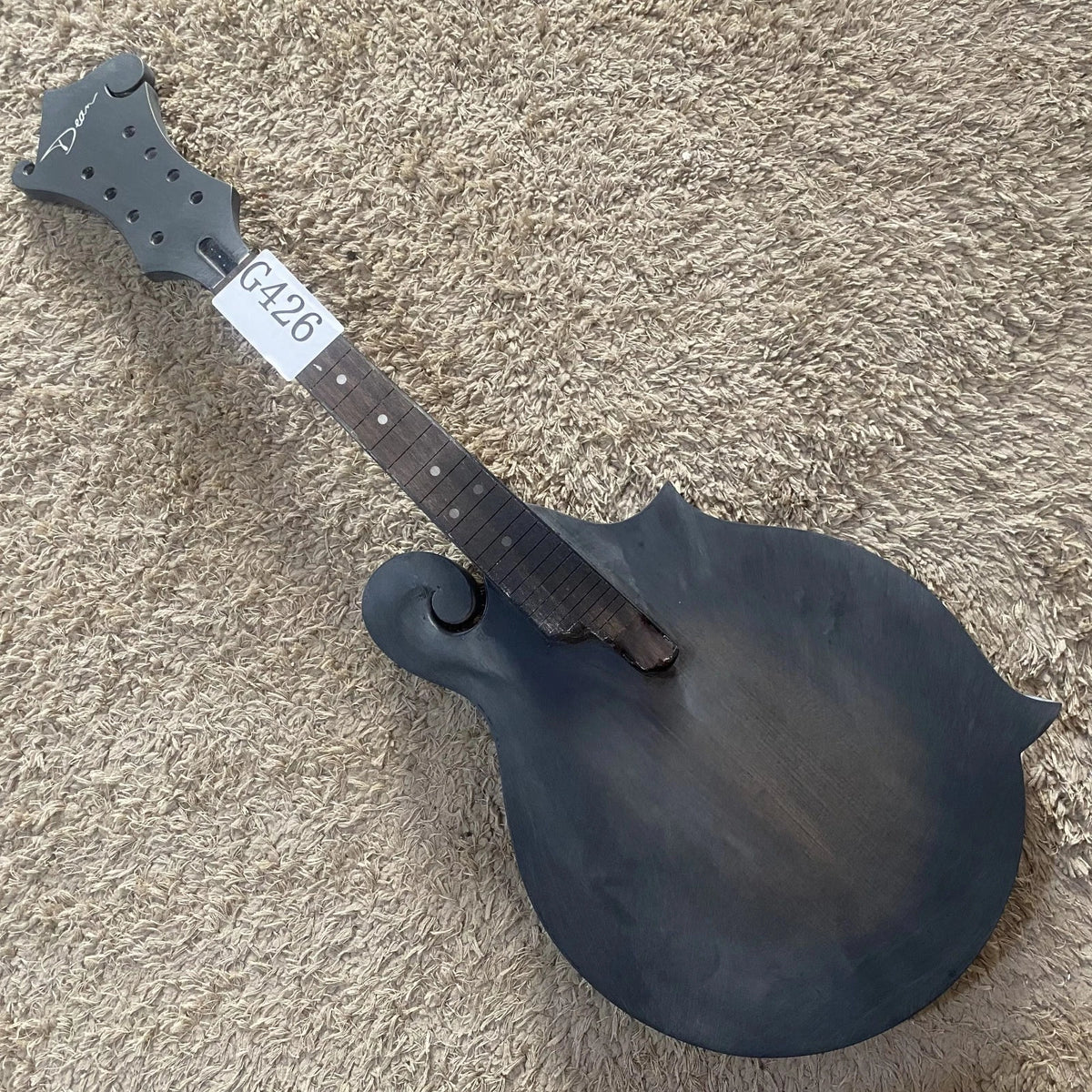 F Style 8 String Mandolin Body, Matte Black, No Frets
