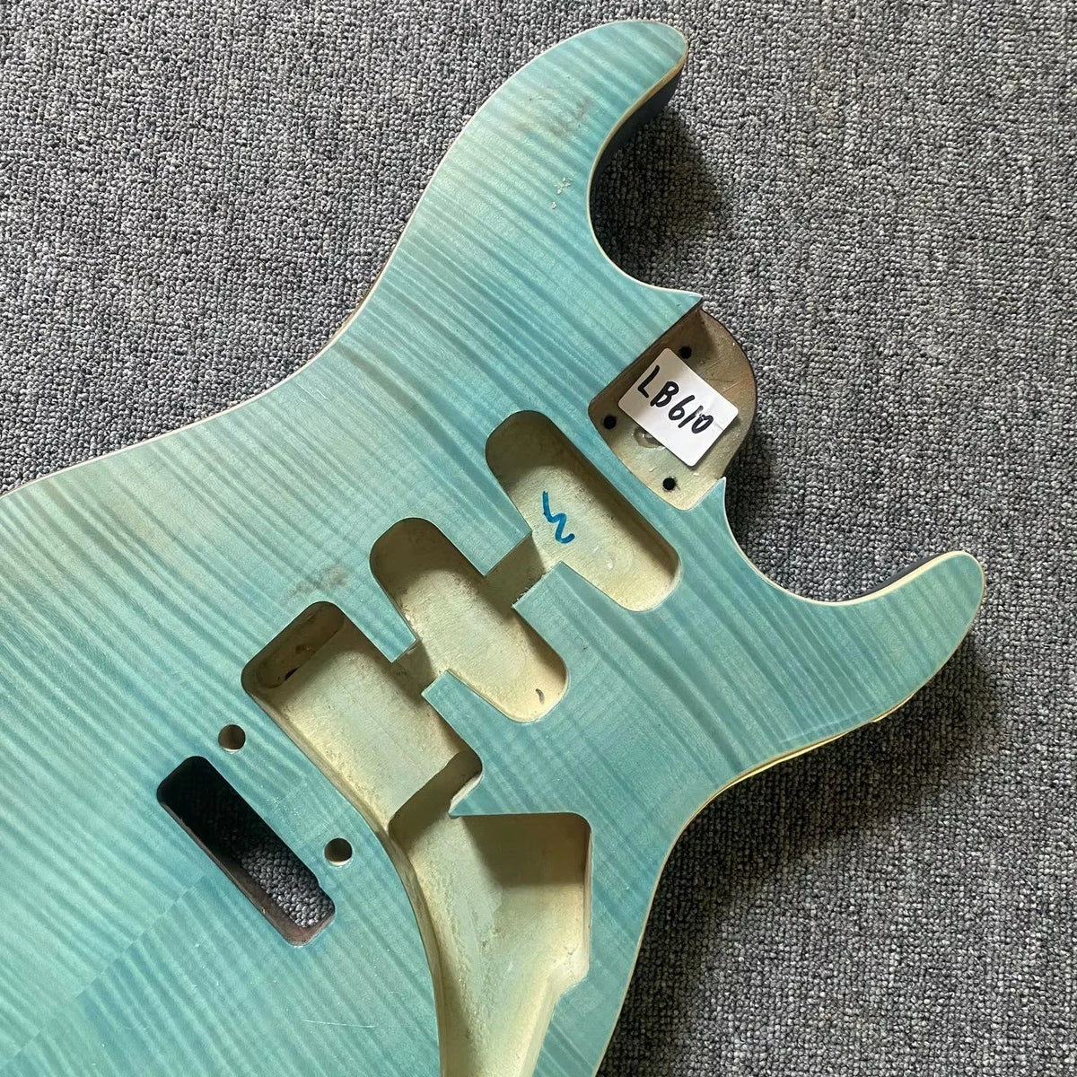Blue Flamed Maple Guitar Body SSH Pickups and 2 Pivot Bridges Fit Strat ST