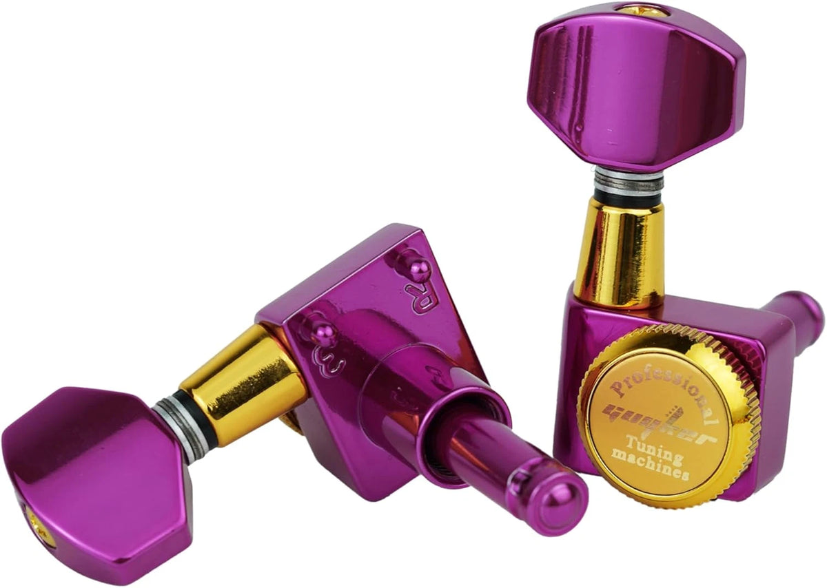 Pink Gold Inline Guitar 6R Locking Tuning Pegs Machine Heads Fit Strat Tele