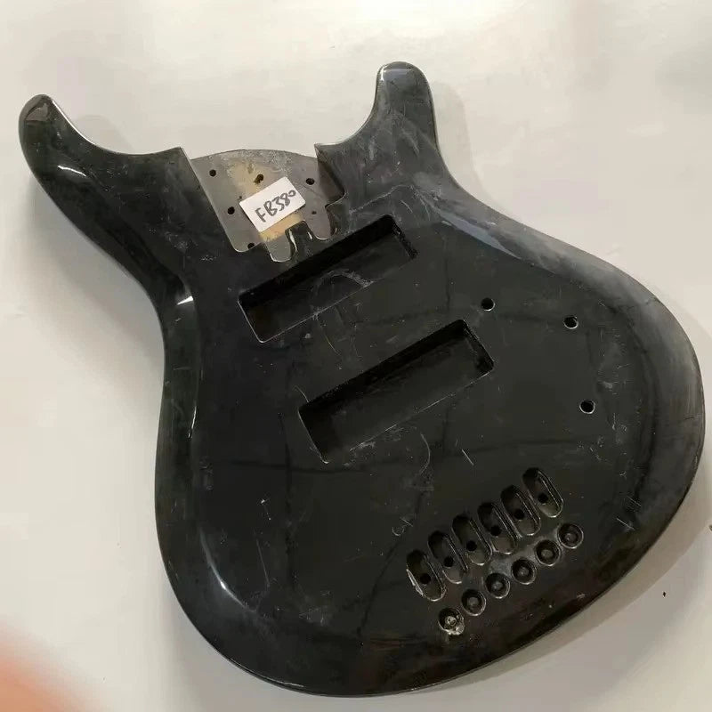 Black 6-String Jazz Bass Body, Unfinished DIY Project with Fixed Bridge