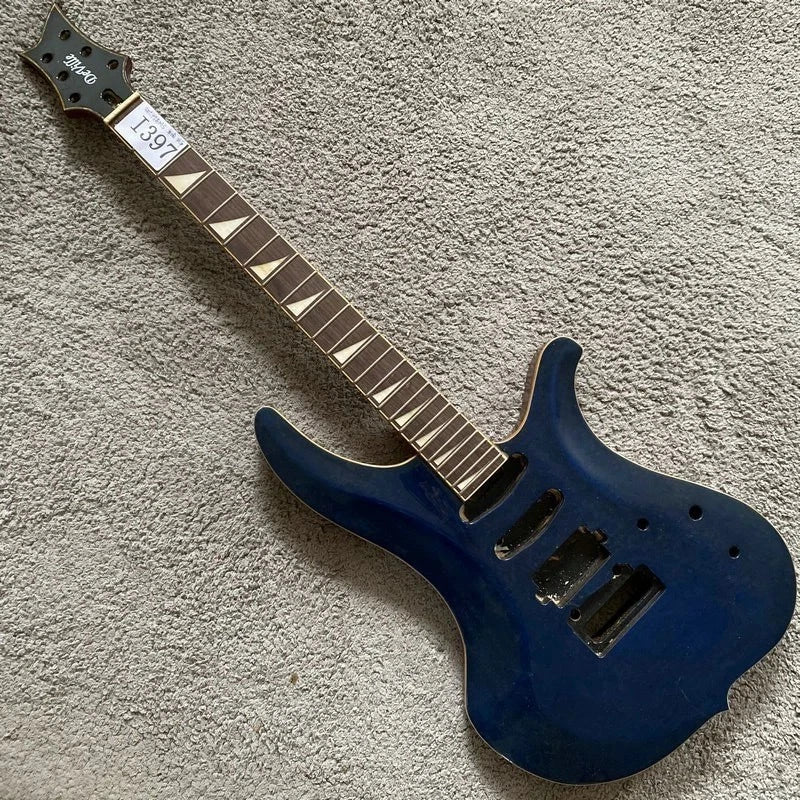 DeVille Blue HSS Electric Guitar, Mahogany Tiger Maple Top Body, 24 Frets Neck