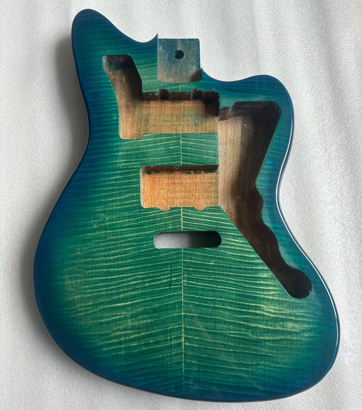 Mahogany Wood Blue Burst Guitar Body with Tiger Maple Top Fit Jazzmaster