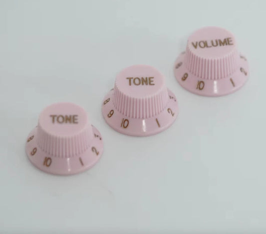3x Light Pink Guitar Control Knobs Volume and Tone Set of 3pcs Fit ST