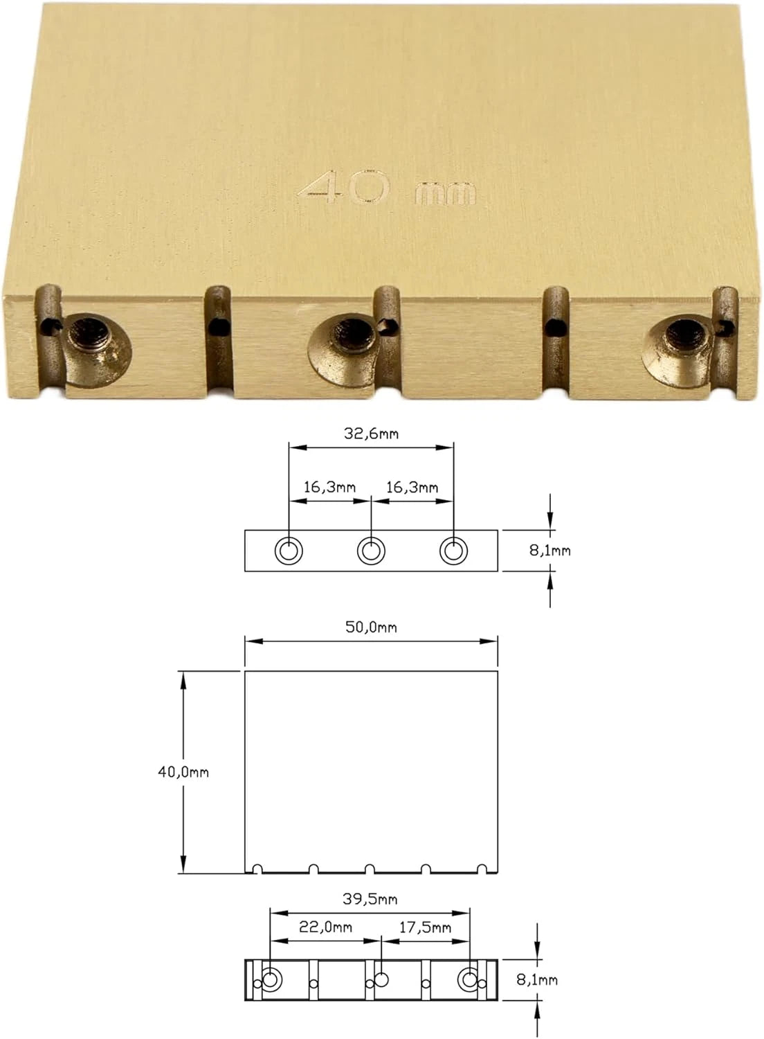 Brass 40MM Guitar Bridge Tremolo System Fit Gotoh GE1996T Floyd Rose Bridge