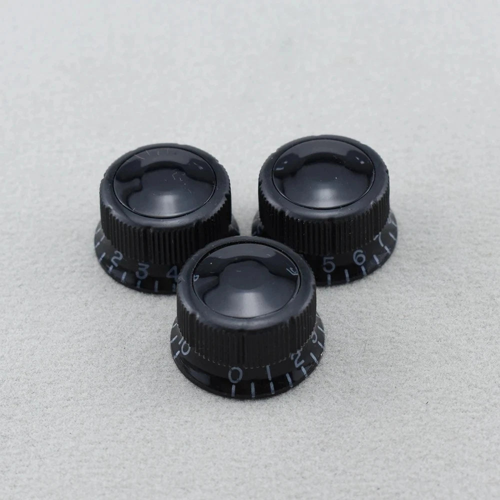 4x Black Ibanez Sure Grip III Vintage Guitar Volume and Tone Control Knobs